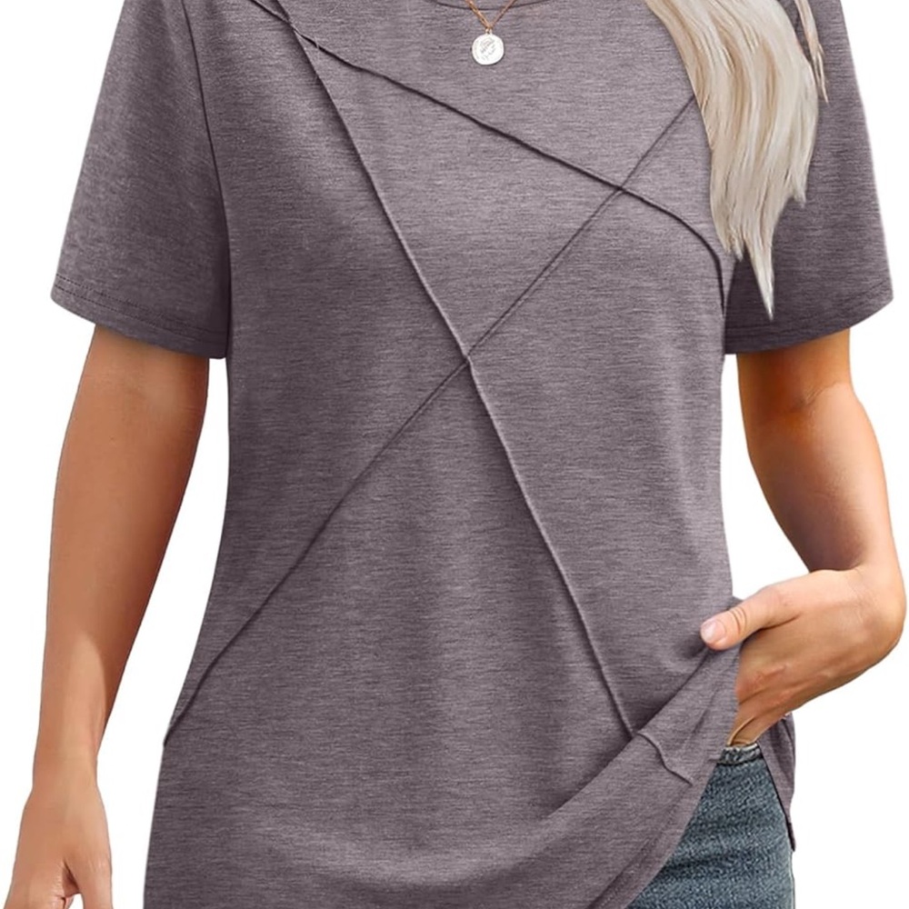 Women's Fall 🍁 Gray Short Sleeve Top
